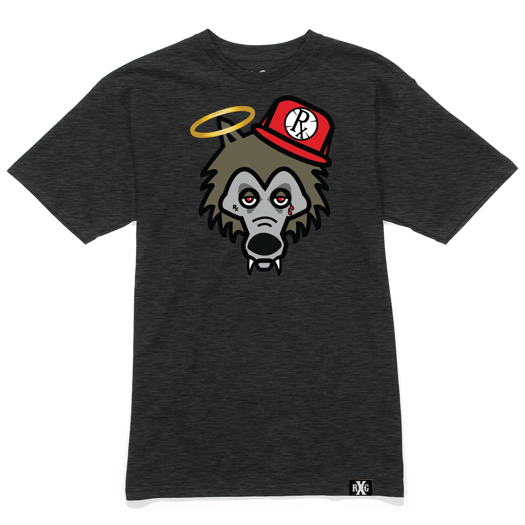 RxG Wolf Tee - Dark Charcoal Gray w Glow Eyes