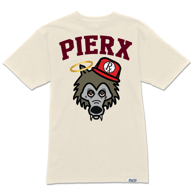Rx Wolf x PieRx Block Tee - Natural/Burgundy