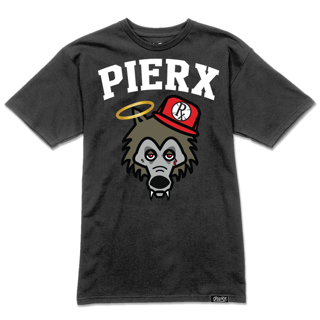 Rx Wolf x PieRx Block Tee - Acid-Wash Black/White