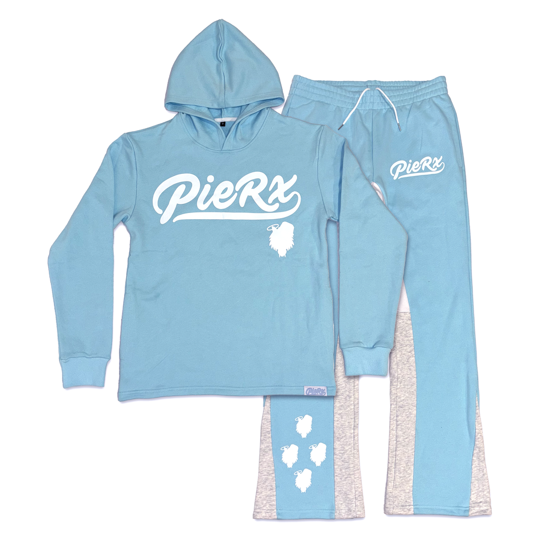 Rx Flare Sweat Suit - Light Aquamarine/White