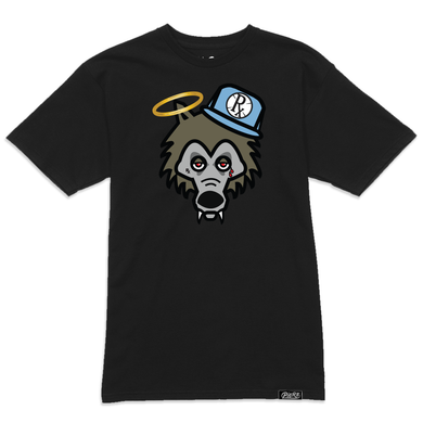 Rx Wolf w Light Blue Hat Tee - Black