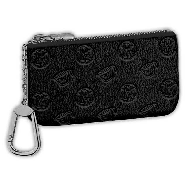 Rx Pattern Leather Card Holder - Black