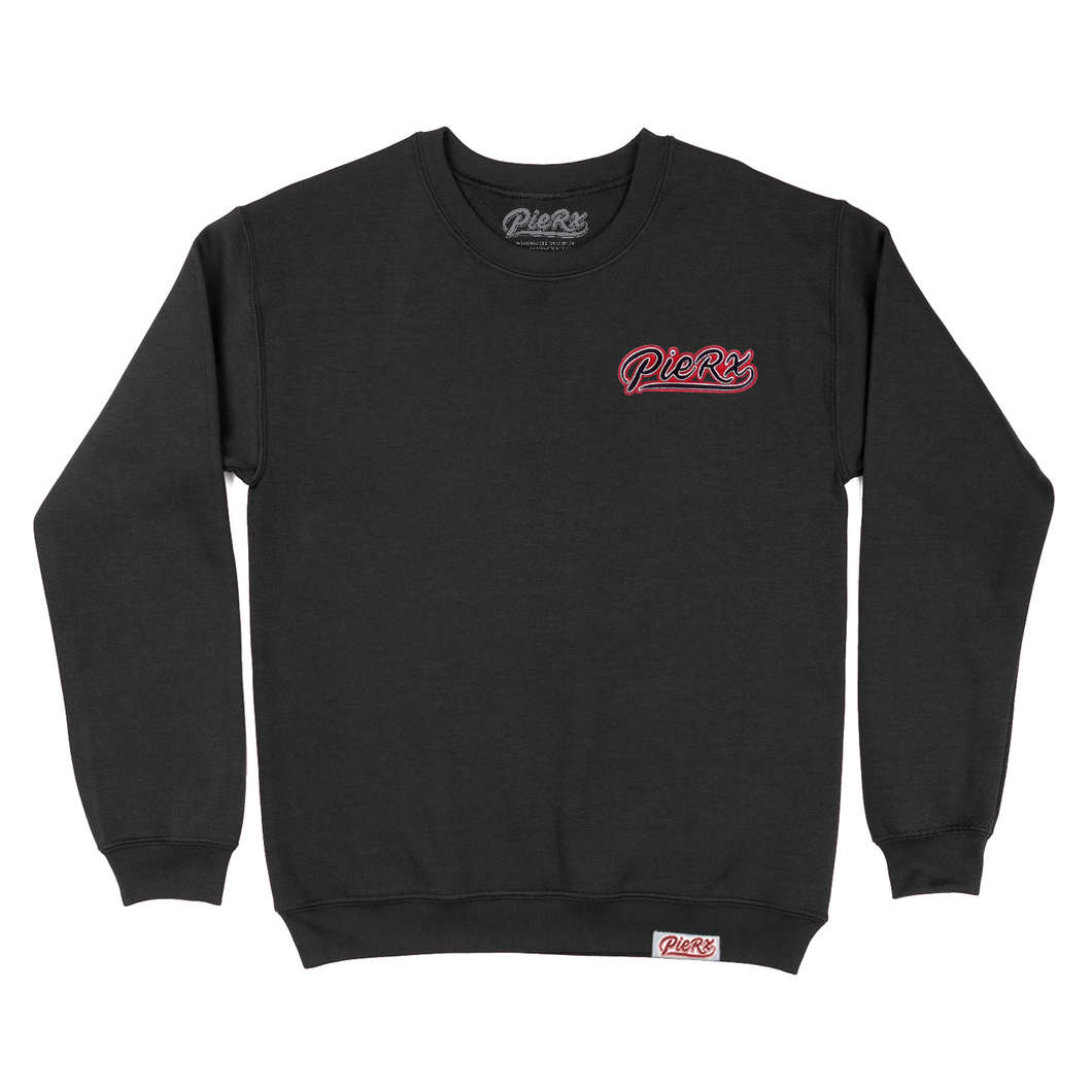 Chenille Whip Game Patch Crewneck - Black