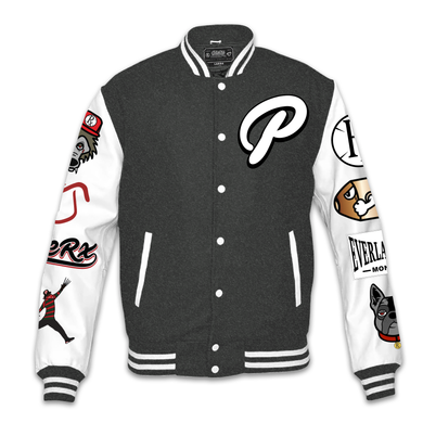 All Logo Varsity Jacket - Charcoal Gray