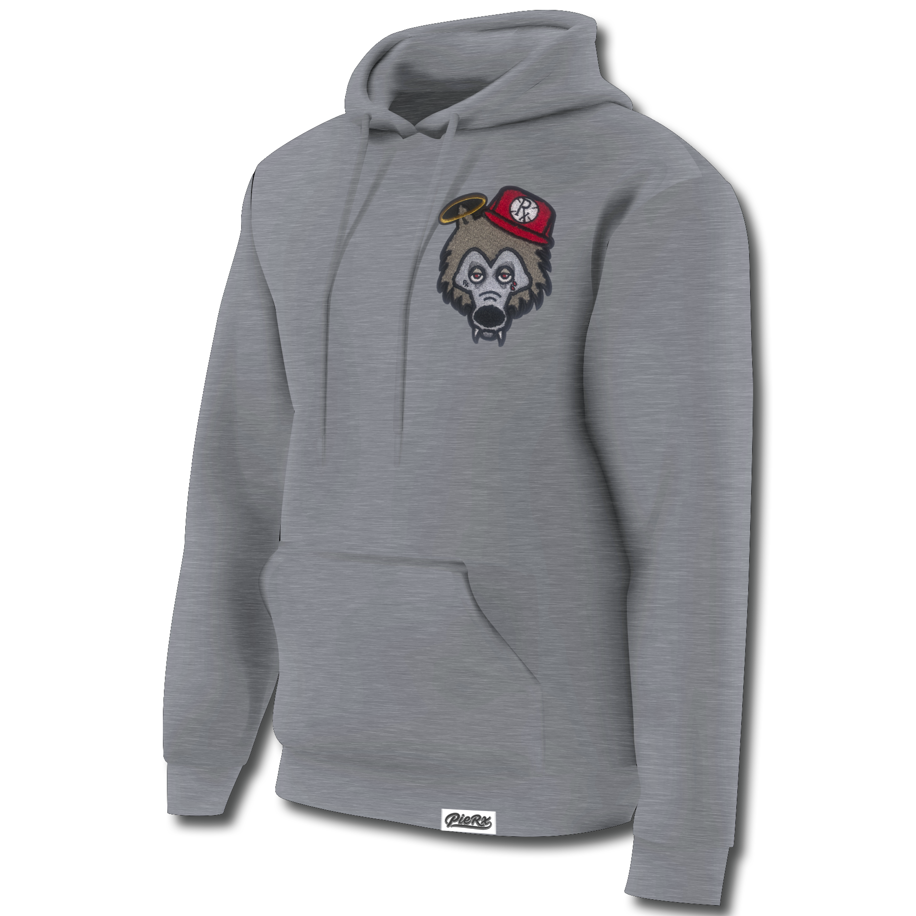 Chenille Wolf Patch Hoodie - Heather Gray – Pie-Rx Clothing