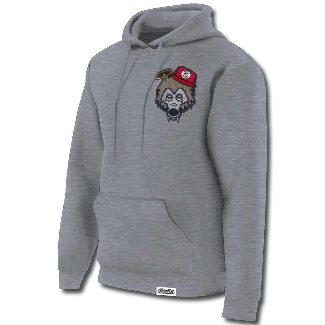 Chenille Wolf Patch Hoodie - Heather Gray