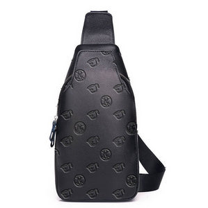 Rx Pattern Leather Chest Bag - Black