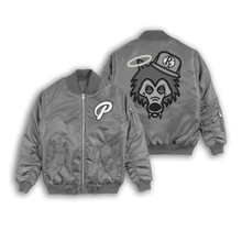 Load image into Gallery viewer, Bomber Jacket - Gray Satin Gray Wolf