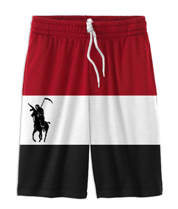 Narco Polo Tri-Color Fleece Shorts - Red/White/Black