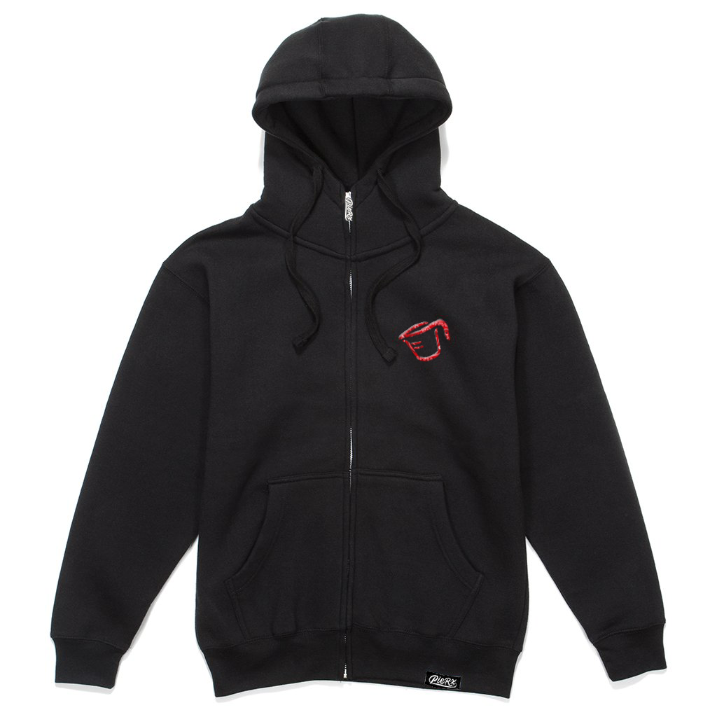 Rubber Print Paisley Zip Hoodie