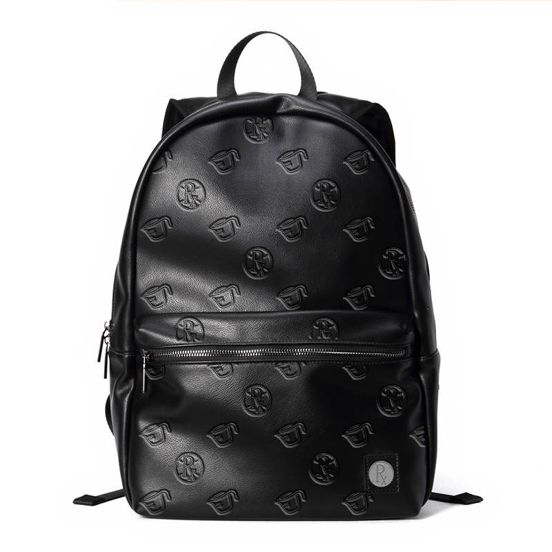 Rx Pattern Leather Backpack - Black