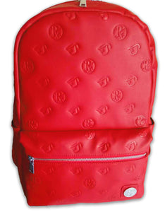 Rx Pattern Leather Backpack - Red