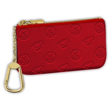 Rx Pattern Leather Card Holder - Red