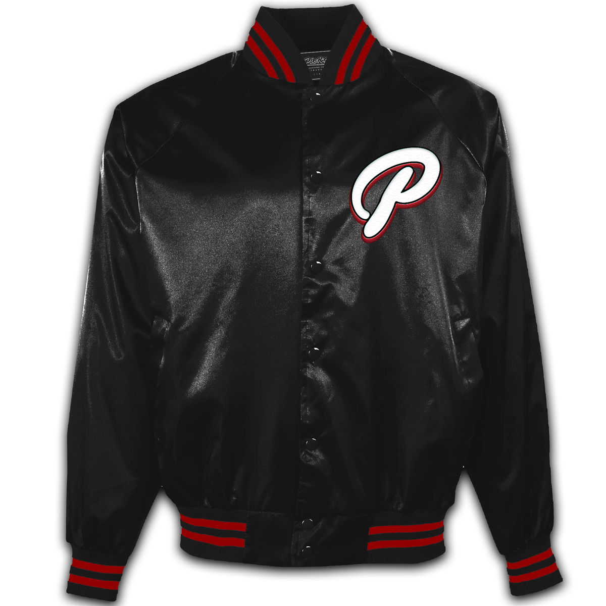Satin Baseball Jacket - Black - "P"