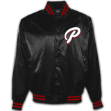 Satin Baseball Jacket - Black - "P"