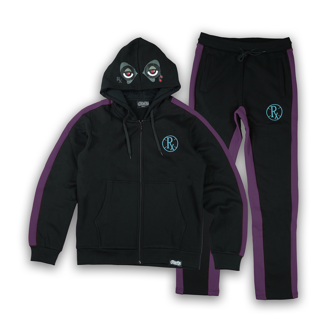 Stripe Rx Wolf Eyes Sweat Suit - Black Grape Ice