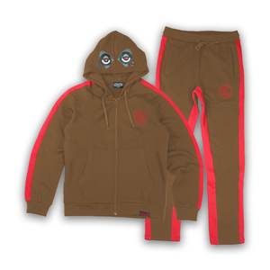 Stripe Rx Wolf Eyes Sweat Suit - Brown/Red