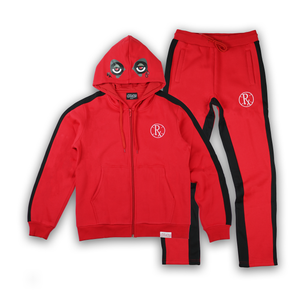 Stripe Rx Wolf Eyes Sweat Suit - Red/Black