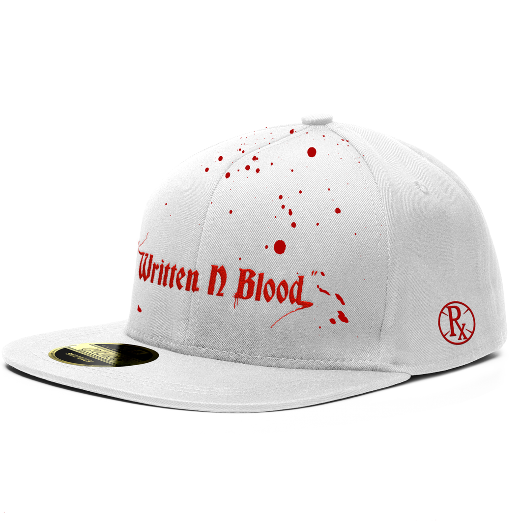 Snapback Hat - Written N Blood - White